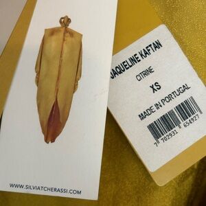 Silvia Tcherassi Mustard Yellow Silk V-Neck Dress
